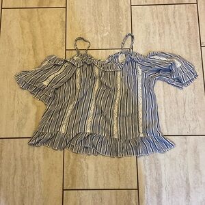 Blue Lace Off the Shoulder Top